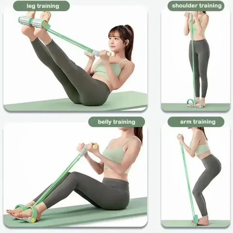 Portable Yoga Pilates Bar Stick with Resistance Band