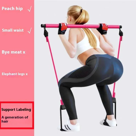 Portable Yoga Pilates Bar Stick with Resistance Band