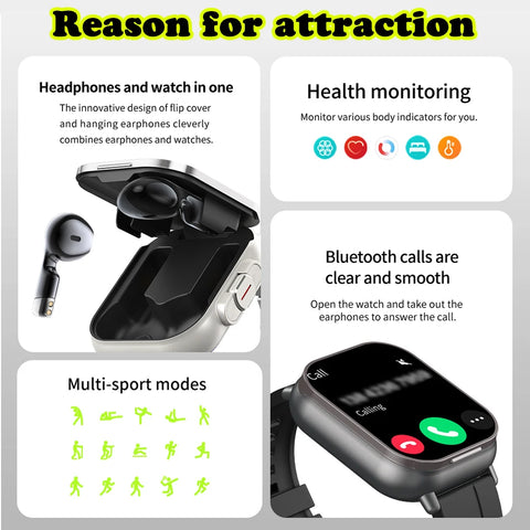 Smart Watch 2 in 1 With earphones