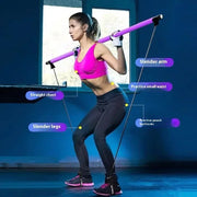 Portable Yoga Pilates Bar Stick with Resistance Band